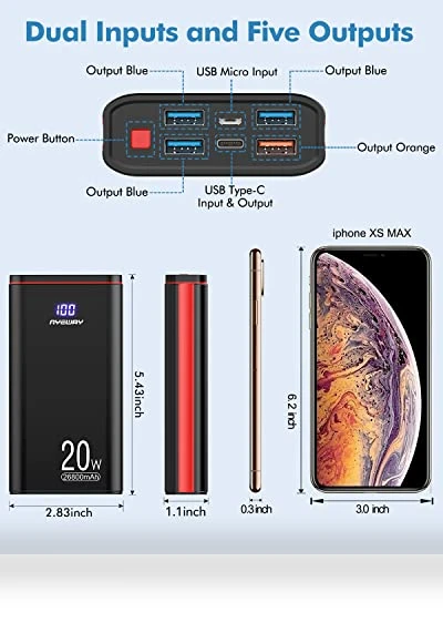 USB C Portable Charger PD 20W Fast Charging Power Bank — Chargers, Ayeway