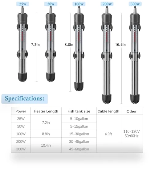 Adjustable Aquarium Heater — Heaters & Chillers, HITOP