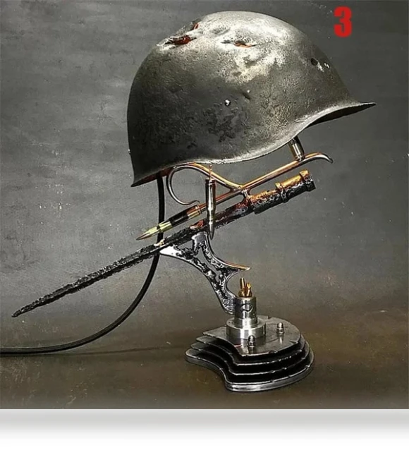 Combat Helmet Light Up Table Lamp — Desk & Table Lighting