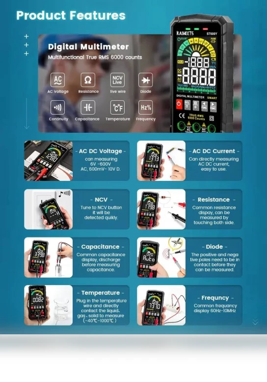 Digital Smart Multimeter — Electrical Testers, KAIWEETS