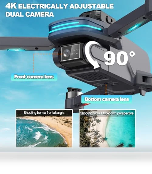 Foldable Drone with 4K Electrically Adjustable Dual Camera — Drones, SUMEAUT