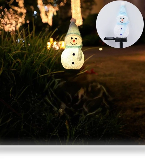 LED Solar Snowman Lights — Garden Illumination
