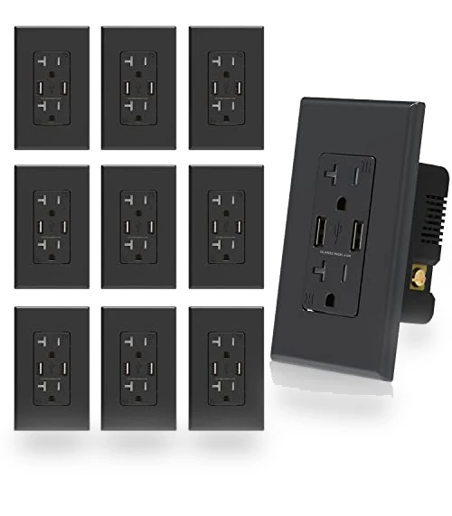 USB Wall Outlet Receptacle with Dual USB Ports — Standard Outlets, ELEGRP