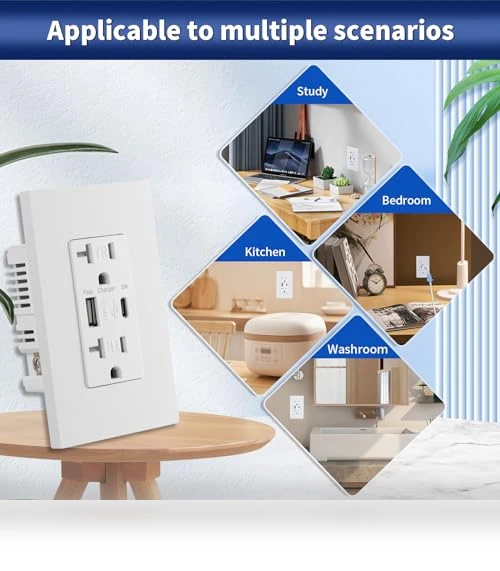 USB Wall Outlet with USB C Ports — Chargers, 3GRACE