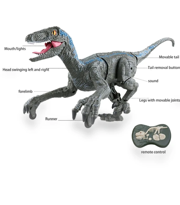 Velociraptor Dinosaur Jurassic Dinobot Toy — Remote Control Cars, RC Raptors