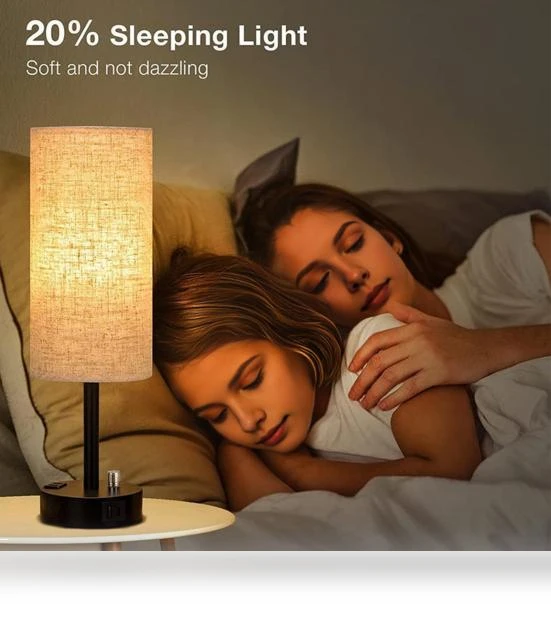Bedside Table Lamp with USB-A and USB-C Charging Port — Desk & Table Lighting, Household Good