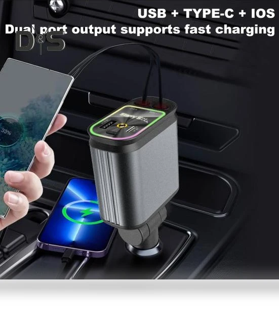 4-in-1 Retractable Car Charger with Starlight Roof Light — Chargers, Enjoy Smart Home