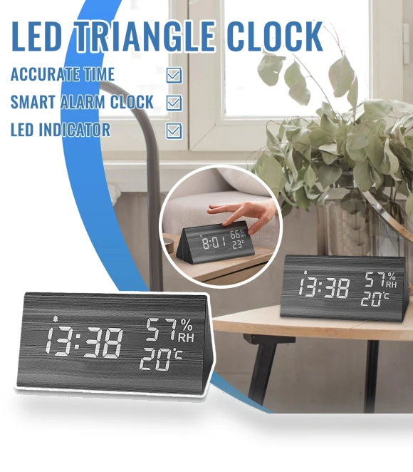 Smart LED Wooden Alarm Clock — Clocks, Factory Discount Outlet