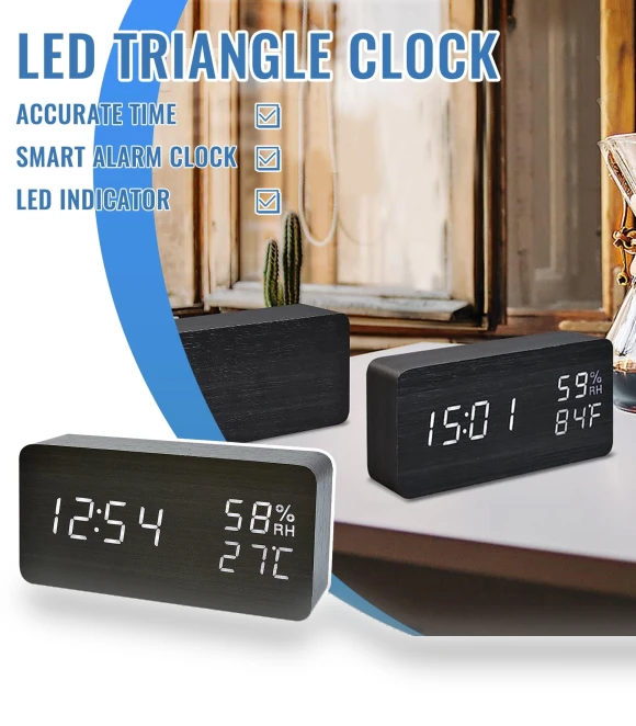 Smart LED Wooden Alarm Clock — Clocks, Factory Discount Outlet