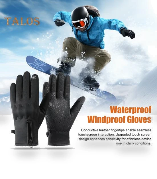Winter Windproof Gloves with Touchscreen Fingers and Velvet Lining — Gloves, ANBS