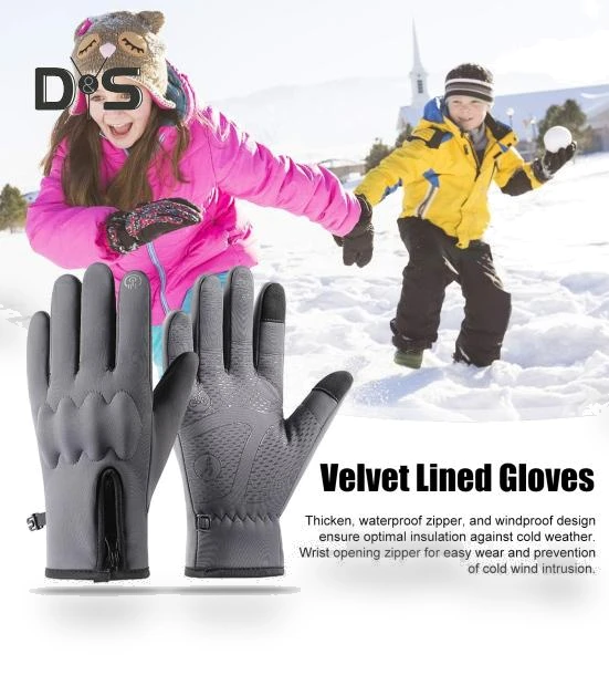 Winter Windproof Gloves with Touchscreen Fingers and Velvet Lining — Gloves, Phone Needs