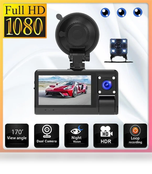 3-Channel Wi-Fi Car Dash Cam — Dashboard Cameras, JOHO