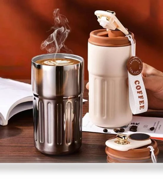 Vacuum Insulated Thermocup with Temperature Display — Travel Drinkware, Practical Household