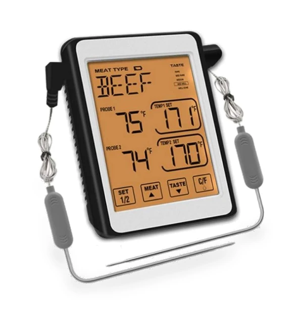 Dual Probe Color Screen Smart Alarm Grill Kitchen Thermometer — Grill Thermometers