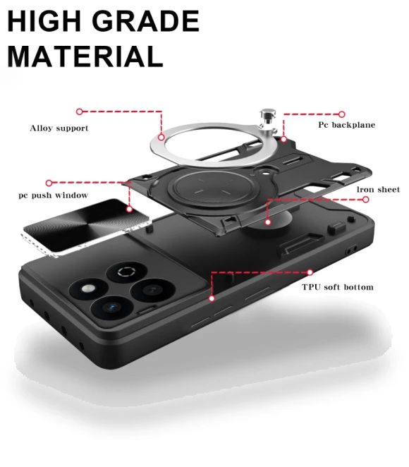 CD Texture Sliding Camshield Magnetic Holder Phone Case — Basic Cases, Honor