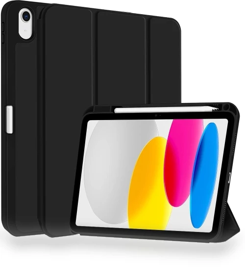 3-fold TPU Smart Leather Tablet Case with Pen Slot for iPad 10th Gen 10.9 2022 — Keyboard Cases