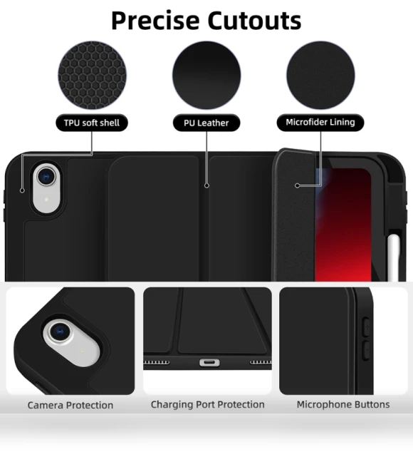 3-fold TPU Smart Leather Tablet Case with Pen Slot for iPad 10th Gen 10.9 2022 — Keyboard Cases
