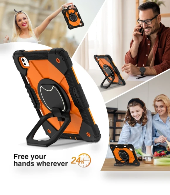 Contrast Color Robot Silicone Hybrid PC Tablet Case for iPad Pro 11 2024 — Cases