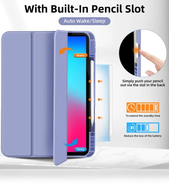 3-fold TPU Smart Leather Tablet Case for iPad Pro 12.9 with Pen Slot — Bags