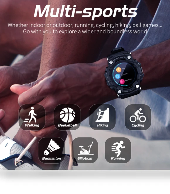 Bluetooth Smart Watch for Outdoor Sports with Step Counting, Sleep, Heart Rate, Blood Pressure, and Blood Oxygen... — Smartwatches, LOKMAT