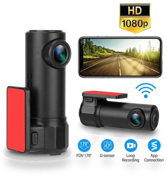 1080p HD Wireless Wi-Fi Car Dash Camera — Rearview Cameras for Cars, Optimized General