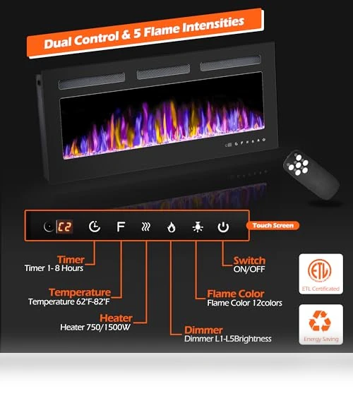 Electric Fireplace Wall Mounted and Recessed — Electric Heating Solutions, BETELNUT