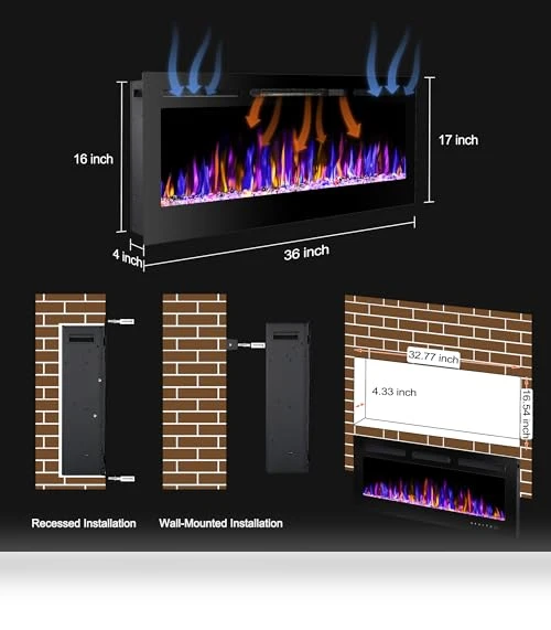 Electric Fireplace Wall Mounted and Recessed — Electric Heating Solutions, BETELNUT