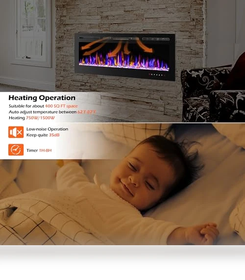 Electric Fireplace Wall Mounted and Recessed — Electric Heating Solutions, BETELNUT