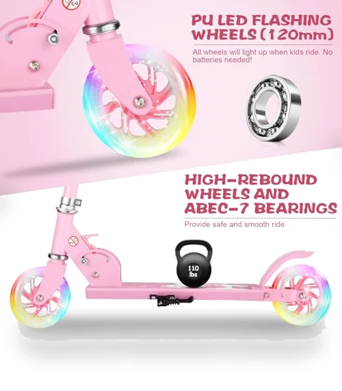 Kids Kick Scooter with LED Light Up Wheels — Push Scooters, KORGOL