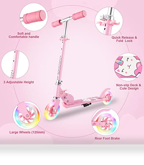 Kids Kick Scooter with LED Light Up Wheels — Push Scooters, KORGOL