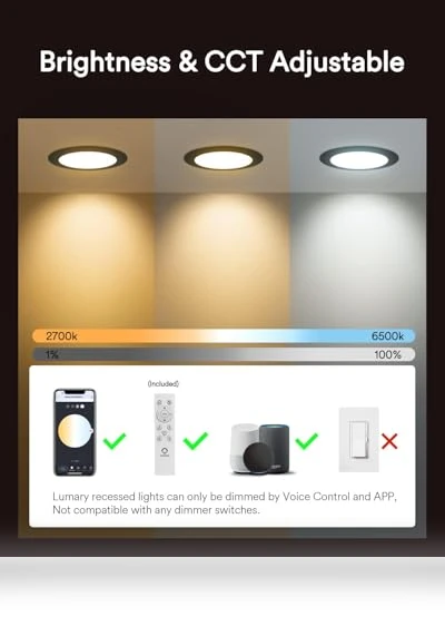Smart Recessed Lighting 4 Inch — LED, Lumary