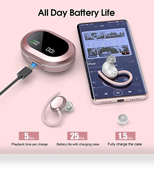 Wireless Earbuds with Dual LED Display — In-Ear Headphones, SPRTOYBAT