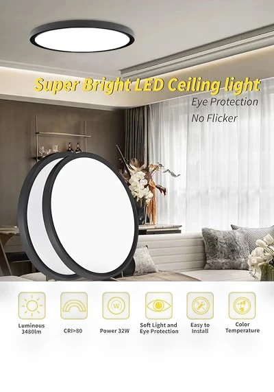 16 Inch Led Flush Mount Ceiling Light — Overhead Lighting, Bright Future Lighting