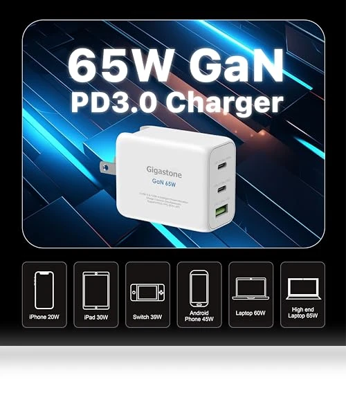 65W USB C GaN Charger — Chargers, Gigastone