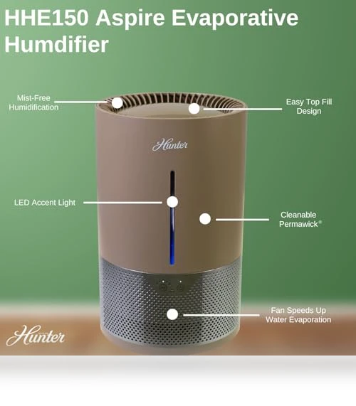 Aspire 4.8L Evaporative Humidifier — Air Moisturizers, Hunter