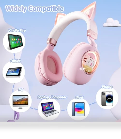Cat Ear Bluetooth Headphones for Kids — In-Ear Headphones, esonstyle