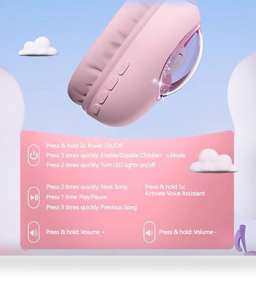Cat Ear Bluetooth Headphones for Kids — In-Ear Headphones, esonstyle
