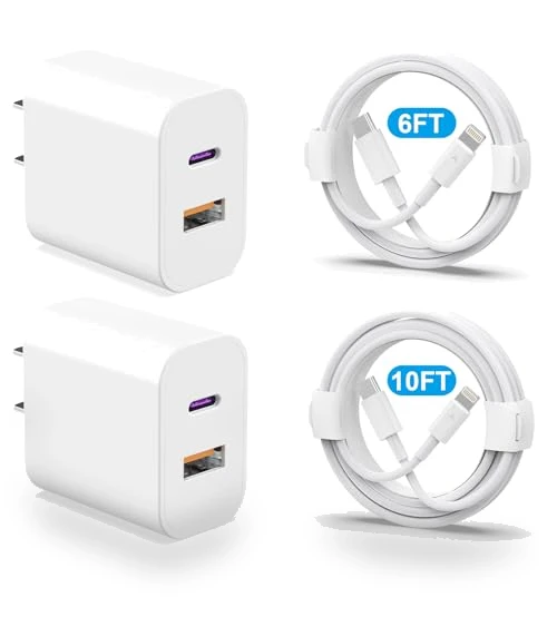 Dual Port Fast Charger Block 2-Pack with Cables — Chargers, YYDBS