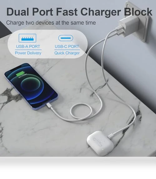Dual Port Fast Charger Block 2-Pack with Cables — Chargers, YYDBS
