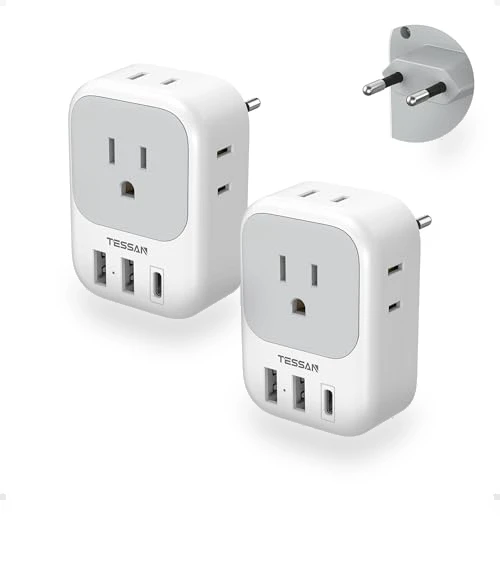 European Plug Adapter with USB C — Chargers & Adapters, TESSAN