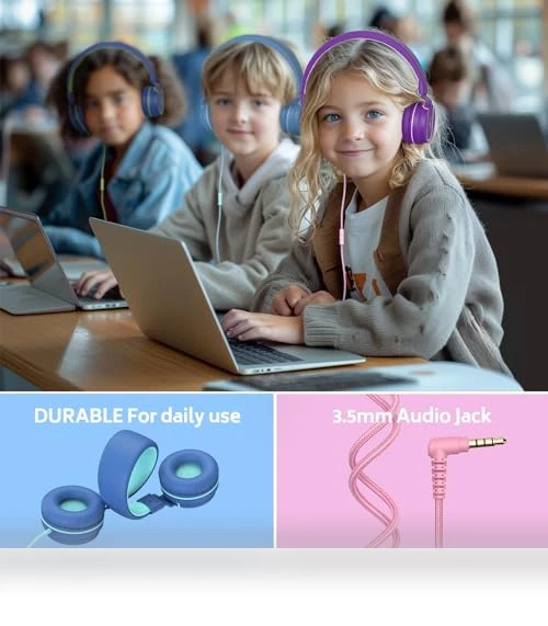 Kids Headphones Bulk 10-Pack for K-12 School Classroom — In-Ear Headphones, AILIHEN
