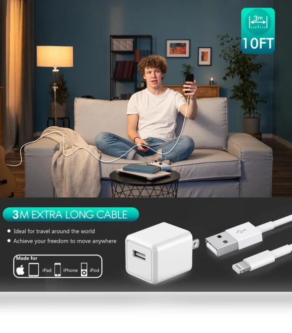 Long Lightning Cable with Wall Charger — Cables, Shenzhen Jiaxingyuan Technology Co., Ltd.