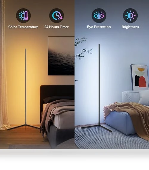 Smart Adjust RGB LED Corner Floor Lamp — Standing Lights, IOHFOI