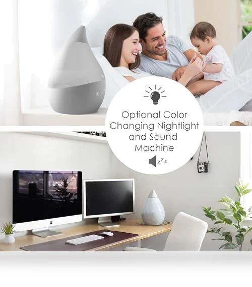 Ultrasonic Cool Mist Humidifier with Sound Machine, Night Light, Aroma Tray — Air Moisturizers, Crane