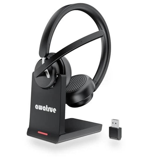 Wireless Headset with AI Noise Cancelling Microphone — Headsets, awatrue