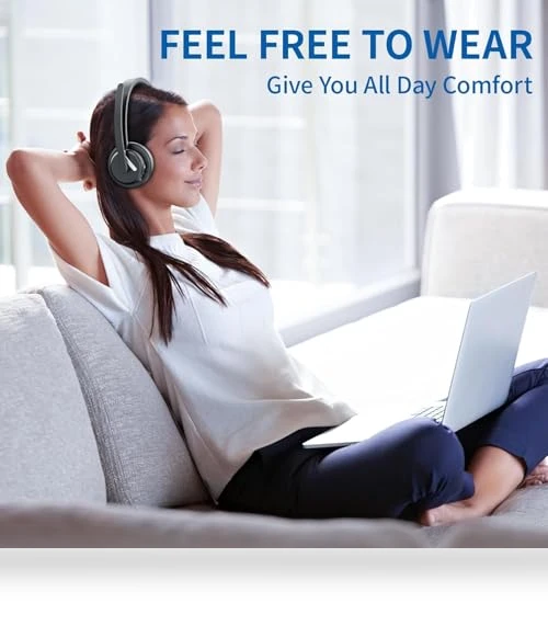 Wireless Headset with AI Noise Cancelling Microphone — Headsets, awatrue