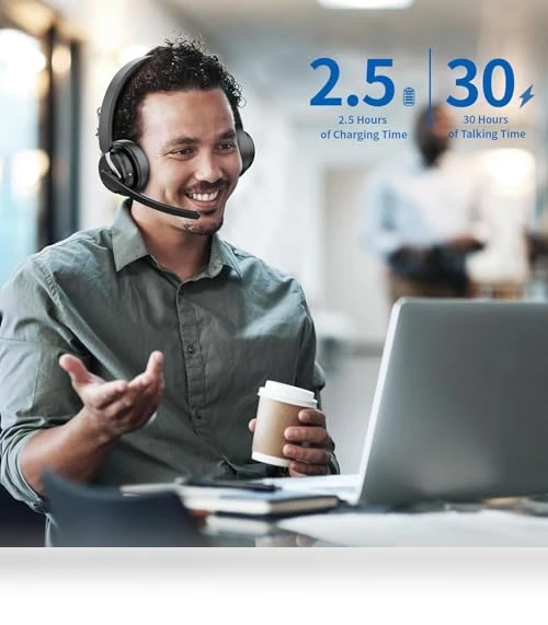 Wireless Headset with AI Noise Cancelling Microphone — Headsets, awatrue