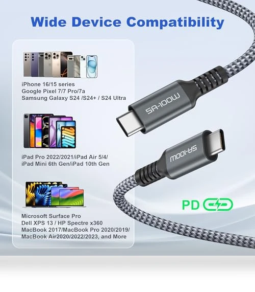 100W USB C to Type C Fast Charging Cable — Cables, Basesailor