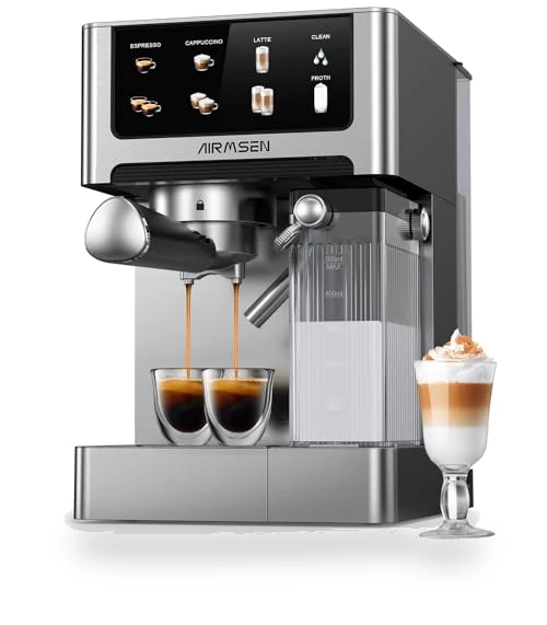 20 Bar Espresso Machine with Automatic Milk Frother — Coffee & Espresso Combos, AIRMSEN