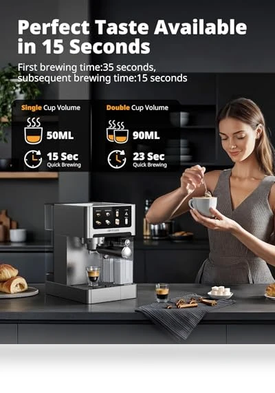 20 Bar Espresso Machine with Automatic Milk Frother — Coffee & Espresso Combos, AIRMSEN